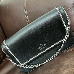 Kate Spade Black Clutch with Silver Chain NWOT